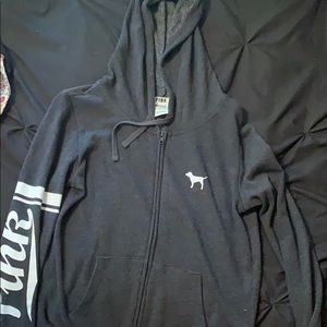 hooded dark gray Pink jacket